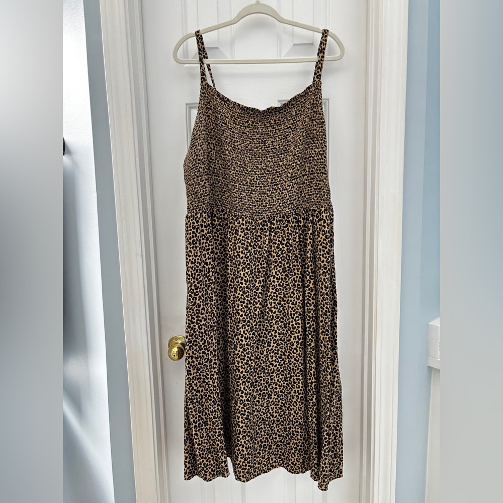 Old Navy Brown Leopard Print Midi Dress